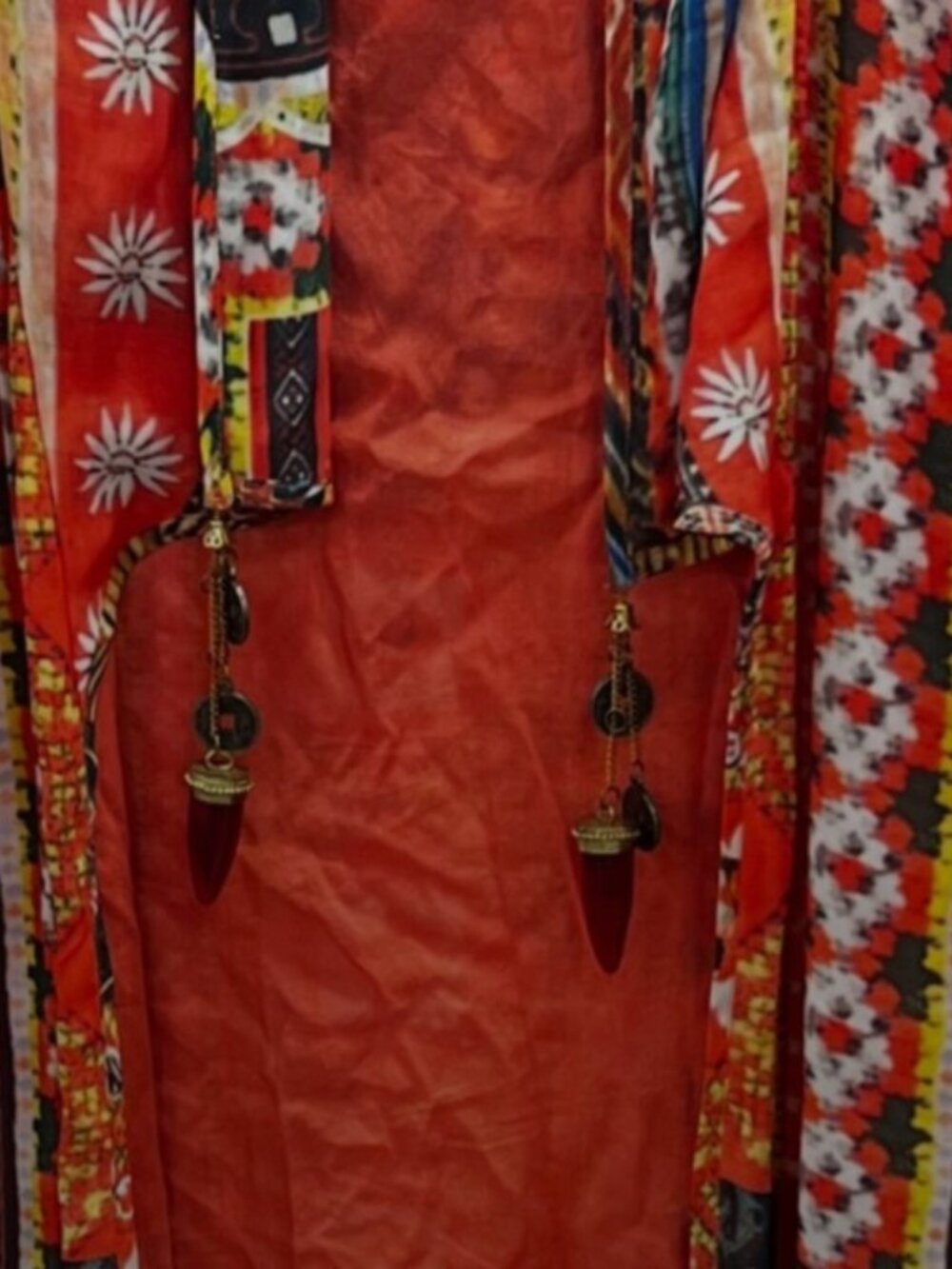Boho Maxi Kimono Beach Cover Up in Rust Multi - Picture 4 of 10